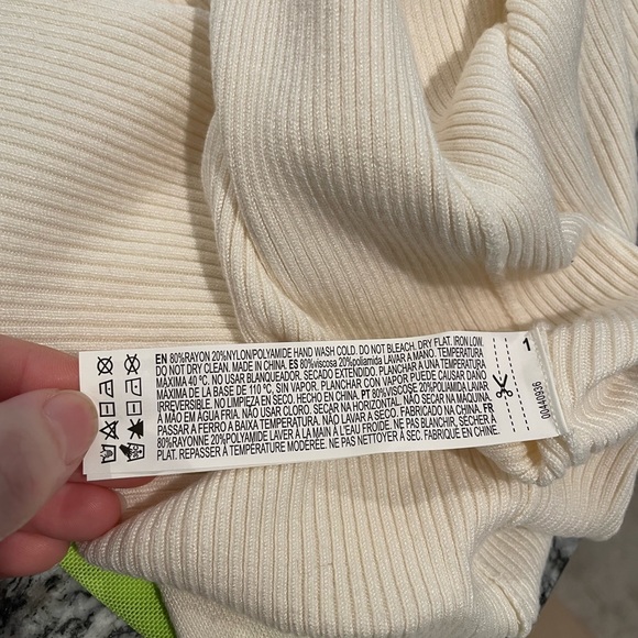 Forever 21 Tie-Waist Sweater Dress Ribbed Slit BodyCon Long Sleeved Cream M - Picture 9 of 10